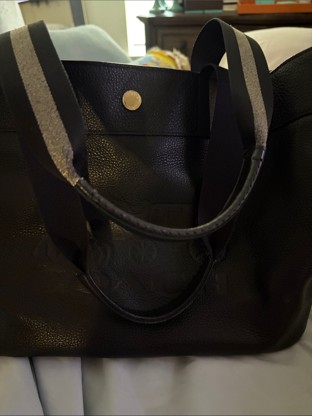 Coach Black Tote with Silver Trim and Snap Closure - Picture 4 of 9